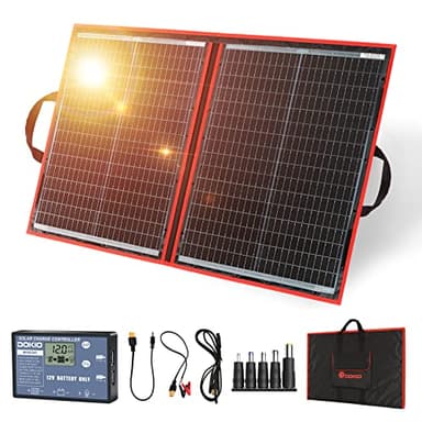 DOKIO Kit Pannello Solare Portatile 100W Monocristallino Pieghevole Plug and Play, Nero