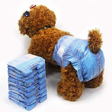 Pet Soft Pannolini per Cani Femmina,24 Pezzi,Pannolini per Gatti, Pannolini Stile Cowboy Blue Jeans,Mutande Cane Femmina per l'incontinenza dei Cani,Cani in Calore,Periodo, viaggiando,XS,S,M