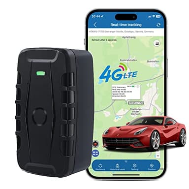 TKMARS 4G GPS Tracker per Auto Camion, Localizzatore 20000mAh,GPS Auto Localizzatore con App per Android iOS Gratuita Senza Abbonamento Forte Magnete Posizionamento in Tempo Reale Antifurto TK918