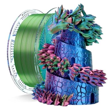 Chitu Systems Conjure Silk PLA Filamento per stampante 3D, filamento a tre colori da 1,75 mm, filamento di stampa 3D rosso blu e verde seta 1KG/2,2lb (C-Silk PLA-Red Blue Green-1kg)
