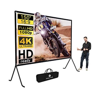 Telo per proiettore (150"), telo con supporto, 16: 9 HD, pieghevole, per interni/esterni, per proiezioni video, per casa, feste, ufficio, aule