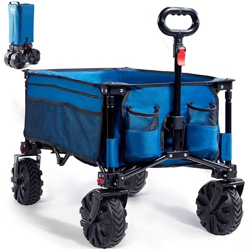 TIMBER RIDGE Carrello Spiaggia Ruote Grandi Carrello Pieghevole Trasporto Con Ruote Rimovibili Braccioli Regolabili e Tasche Laterali per Rimorchio Giardino Campeggio all'aperto Ogni Tipo di Terreno