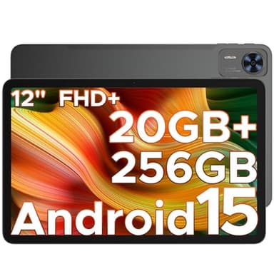 DOOGEE T36 2025 Tablet Android 15, 20GB+256GB/2TB Tablet 12 Pollici, 8800mAh Tablets con sim, 2.4K Octa - Core Tablets Gaming, 13MP + 8MP, Widevine L1/Hi-Res/BT5.0/5G WiFi/Face ID/GPS/OTG - Nero