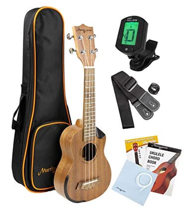 Martin Smith Premium Soprano Ukulele con sintonizzatore, borsa imbottita e corde aquila di ricambio