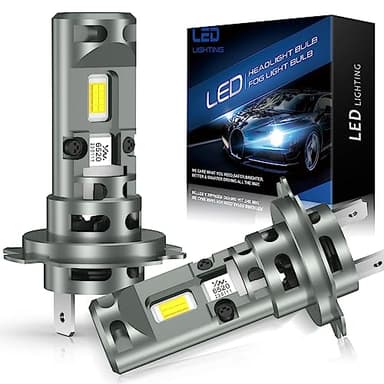 JOSHF Lampadine H7 Led, Con Ventola Silenziosa Anti-Errore CSP 120W 30000LM +700% Luminosità 6500K Bianco per Auto, Aggiornamento Sostituzione Lampadina Alogena-1:1 Mini Kit, DC12V, 2 Lampda