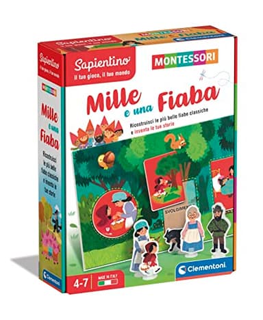 Clementoni- Sapientino Mille e Una Fiaba-Gioco Educativo 4 Anni, Flashcards Montessori-Made in Italy, Colore Italiano, Medium, 16423