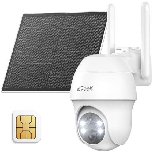 ieGeek 4G LTE Telecamera con SIM con Batteria, 2K 3MP Telecamera 4G con Pannello Solare, Telecamera Esterno Senza Fili, Rilevamento PIR, IP65, Visione Notturna a Colori, Allarmi acustici e luminosi