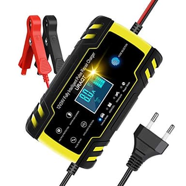 URAQT Caricabatterie Auto Moto 8A 12V/24V, Carica Batteria per Auto di Carica, Mantenitore Batteria Moto Intelligente con Schermo LCD Touch Screen, Multi Ricondizionamento, per Auto Moto Barche AGM