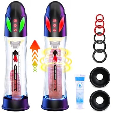 Pompa Pene Sex Toy Uomo - Pompe per Ingrandimento Pene con 4 Modalità di Pressione e 4 Modalità di Aspirazione, Masturbatore Maschile Giocattoli Sessuali Maschili con Cockring e Anelli in Silicone
