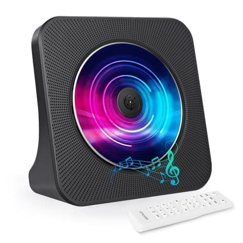 Lettore CD desktop con trasmettitore Bluetooth, lettore CD portatile con altoparlanti e timer, lettore CD radio con porta AUX/USB, copertura antipolvere, display LCD, telecomando per album CD musicali