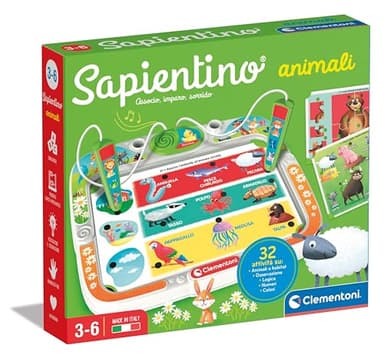 Clementoni Sapientino - Animali, Gioco Educativo con Penne Parlanti Bambini 3-6 Anni, con 16 Schede e più di 32 attività per Scoprire Il Mondo Animale, Made in Italy, Lingua Italiana, 16474
