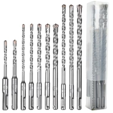 OctBird 10 Set Punte Trapano Sds Plus, Punte per Cemento Armato Con 4 Taglienti, Punte Da Muro Trapano, Punte per Muratura Sds Plus, Punte per Calcestruzzo Professionali (Diametro 5/6/8/10/12 Mm)