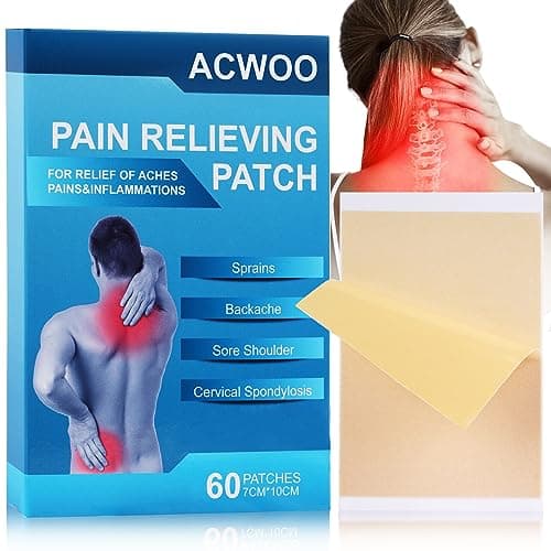 ACWOO Cerotti per Alleviare il Dolore, 60 Pezzi Cerotti Schiena, Collo e Spalle, Cerotti Antidolorifici per Muscoli Della Schiena e Dolori Sollievo dal Dolore a Lunga Durata