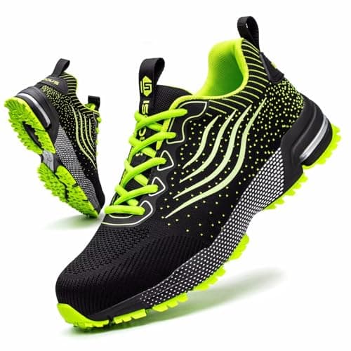 Scarpe Antinfortunistiche Uomo Scarpe da Lavoro Donna Leggere con Punta in Acciaio Traspiranti Scarpe Sicurezza Comode Antiscivolo Sneaker Industriali Verde 43