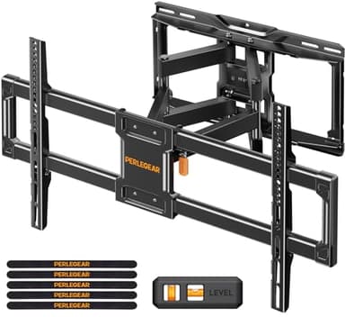 Perlegear Supporto TV Parete a Movimento Completo per Schermi Piatti/Curvi da 42 a 84 Pollici Fino a 60 kg, Staffa TV Inclinabile ed Estensibile, Max VESA 600 x 400 mm