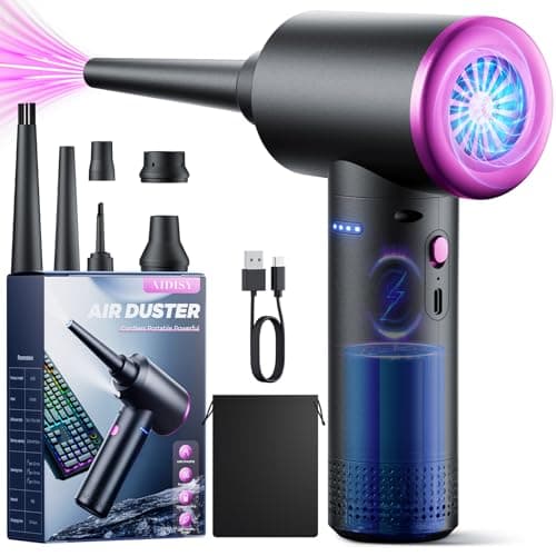 Soffiatore ad Aria Compressa - 100.000 Giri/Min Aria Compressa Spray con Batteria da 9000 mAh, Aria Compressa Elettrico a 3 Velocità con luce LED per la Pulizia del PC, Divano, Tastiera, Auto