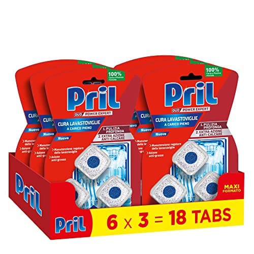 Pril Cura Lavastoviglie DUO, Pulizia Profonda Contro il Grasso, 6 Confezioni da 3 Tabs
