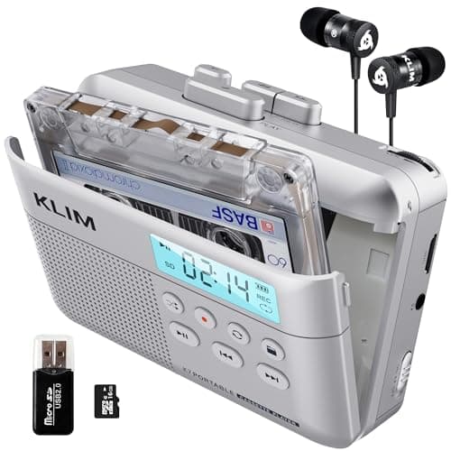 Walkman Cassette Player + Convertitore Cassette MP3 + Lettore Cassette Audio Portatile + Microfono e Altoparlante Incorporati + Batteria Ricaricabile + Auricolari + Scheda SD da 16 GB