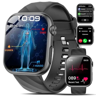 2025 ECG Orologio Intelligente Uomo con 𝐆li𝐜𝐞𝐦𝐢𝐚/Acido Urico/HRV/Pressione Sanguigna/Sonno/BMI/Temperatura Corporea/Emozioni/Fatica,1,97"AMOLED Salute Smartwatch Activity Tracker per Android iOS