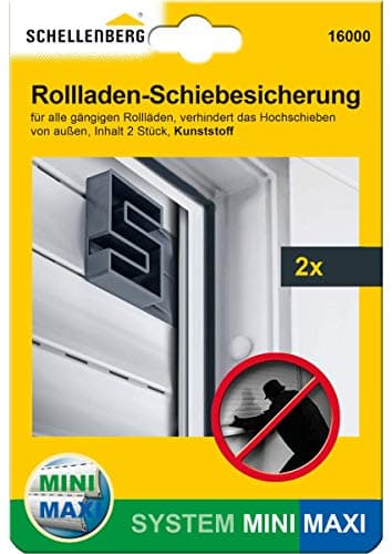 Schellenberg 16000 Set di dispositivi antisollevamento per tapparelle Mini/Maxi, antracite, Blocco a scorrimento