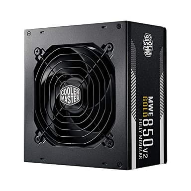 Cooler Master MWE 850 Gold V2 Alimentatore Completamente Modulare (Spina UE) - Alimentatore 80 PLUS Gold da 850W, Cavi Piatti Neri, Ventola HDB da 120mm, Soglia Alta Temperatura