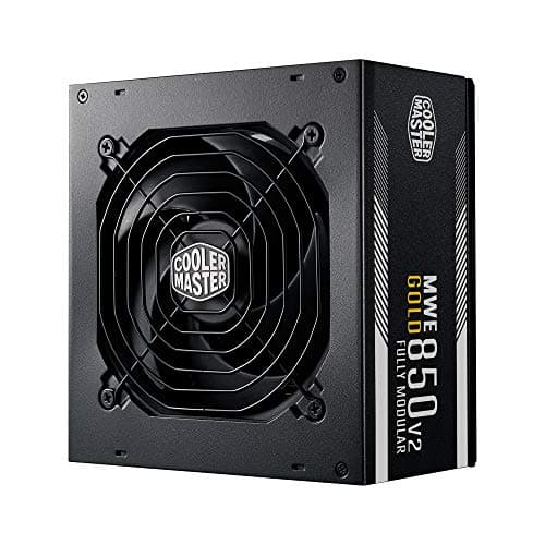 Cooler Master MWE 850 Gold V2 Alimentatore Completamente Modulare (Spina UE) - Alimentatore 80 PLUS Gold da 850W, Cavi Piatti Neri, Ventola HDB da 120mm, Soglia Alta Temperatura