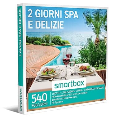 smartbox - Cofanetto Regalo per Uomo o Donna - 2 Giorni Spa e delizie - Idee Regalo Originale - 1 Notte con Colazione, Cena e Pausa Wellness per 2 Persone
