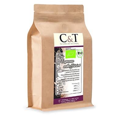 C&T Espresso biologico Crema Crema | Caffè decaffeinato al 100 % Arabica (in grani interni, 1000 g)