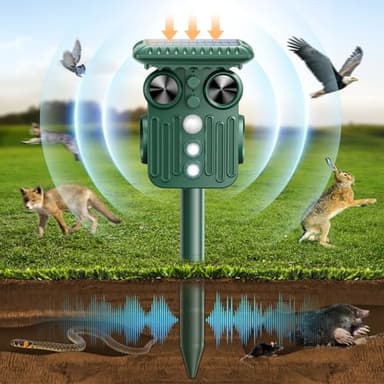 Repellente per Gatti ad Ultrasuoni da Esterno Solare, Dissuasore per Talpe/Topi/Seperenti/Piccioni, Allontana Animali Noiosi, Impermeabile IPX4 per Esterno