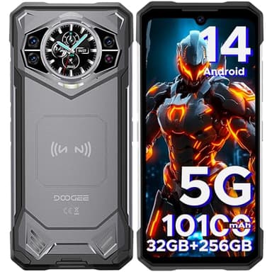 DOOGEE S200 5G Rugged Smartphone 32 GB+256 GB,10100 mAh,1.32"Rear Display, Dimensity 7050 Octa Core,100 MP+20 MP+2 MP,6.72”FHD 120 Hz, Android 14,Fingerprint ID/Face Unlock/NFC/WiFi6/GPS Grigio Scuro