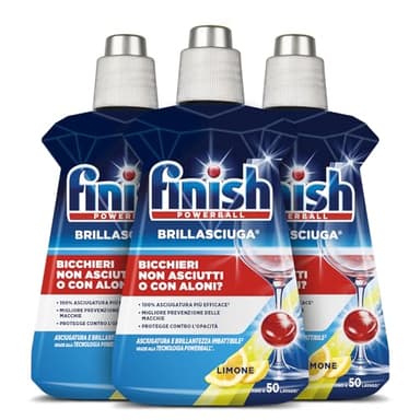 Finish Brillantante Lavastoviglie al Limone, 3 Prodotti da 250 ml di Brillantante, Additivo Lavastoviglie per Stoviglie Splendenti e Asciutte (Confezione da 3)