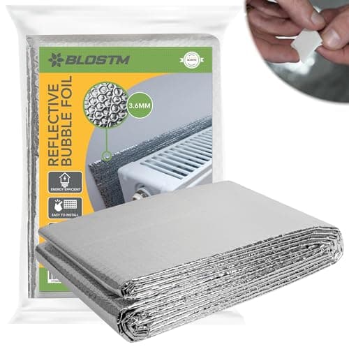 BLOSTM Pannelli Termoriflettenti Per Termosifoni 5 m x 60 cm - Pannello Isolante Termico con Cuscinetti Adesivi Pannelli Isolanti Consente di Risparmiare Energia e Denaro: Copre 3+ Radiatori