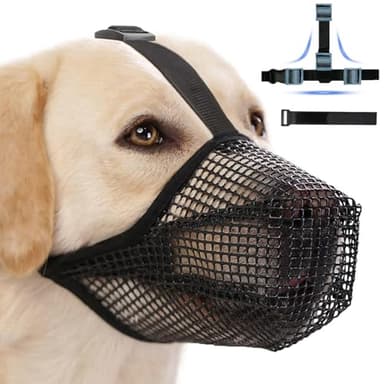 Museruola per Cani, Museruola Addestramento per Cani A Maschera, Museruola Traspirante Cani Regolabile con Cinghie in Velcro, Copertura per Cani di Piccola Media Grande Taglia (M)