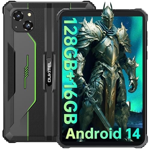 OUKITEL RT3 PRO Rugged Tablet - 8" HD Schermo - Android 14 16GB RAM + 128GB ROM/TF 1TB Tablet Robust MTK6769 Octa-Core 5150mAh 16MP+8MP Camera Tablet Impermeabile IP68/69K Dual SIM 4G Face ID Verde