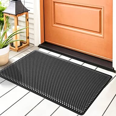 Fowooyeen Zerbino Ingresso, Tappeto Lavabile, Tappetino Entrata Asciugapassi Antiscivolo per Interni ed Esterni, Casa e Ufficio, Silicone Resistente - 43x76 cm, Nero