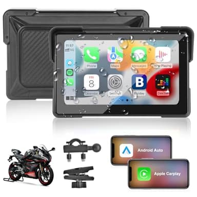 Ludunbuy M701 Moto CarPlay Schermo GPS, Wireless CarPlay e Android Auto Car Stereo, Touchscreen Impermeabile da 7 Pollici, Doppio Bluetooth, Voice Controllare, Schermata di Navigazione