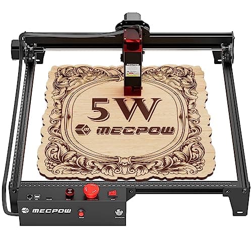 Mecpow X3 Incisore Laser - Taglio Laser 5W per Legno e Metallo, 60W Macchina per Incisione con Stop di Emergenza, Rilevamento Fiamma e Giroscopio, Area di Lavoro 410 x 400mm