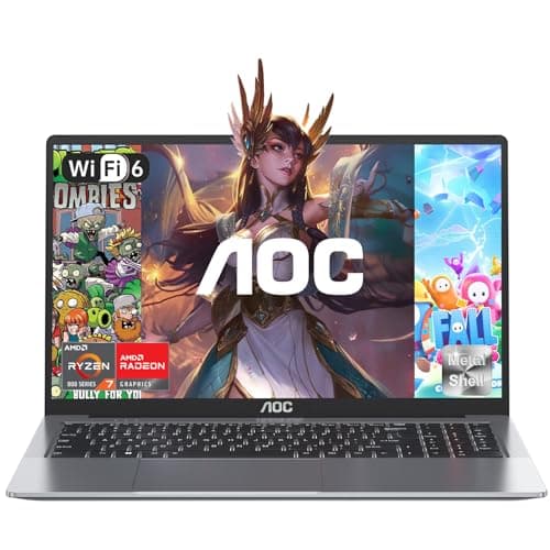 AOC 16.1'' PC Gaming Portatile AMD Ryzen 7 5700U (Battere i7-1355U), RAM 16GB M.2 NVMe SSD 512GB Laptop, Tastiera Retroilluminata Pellicola Tastiera in Italiano, WiFi-6,HDMI, 1080P, Tipo-C Grigio