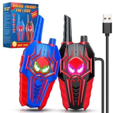 Toyokid Walkie-Talkie Bambini Ricaricabili, Giochi Bambini 3 4 5 6 7 8 9 10 Anni Maschio Spider Walkie Talkie Regalo Bambino 3 4 5 6 7 8 9 10 Anni Giochi da Esterno Giocattoli Bambino 3-10 Anni