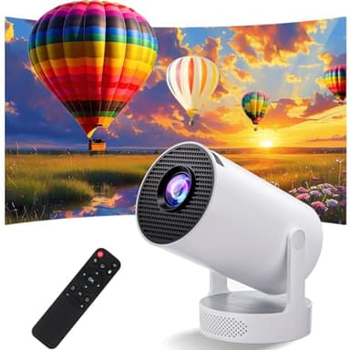 Mini proiettore smart, proiettore Hi-Fi portatile con 4K 1080P, WiFi 6 e Bluetooth 5.0, 280 ANSI lumen, correzione automatica per camera da letto (Bianco)