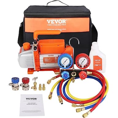 VEVOR Kit Pompa a Vuoto Monostadio per Aria Condizionata di Automobili 180W Pressione 55-276 bar, Kit Pompa Vuoto 128L/min per Riparazione di Condizionatore Frigo Refrigeranti HVAC Vuoto Assoluto 5 Pa