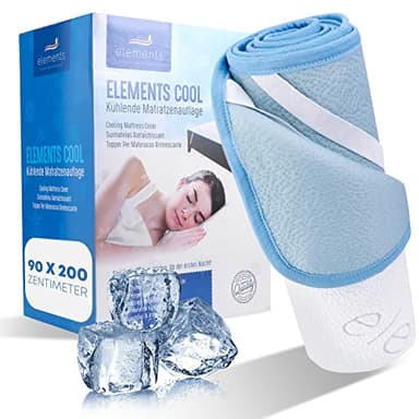 Elements Cool - Coprimaterasso rinfrescante per letto, cuscino rinfrescante, per materassi, topper rinfrescante, adatto per sudori, lavabile fino a 30 gradi (180 x 200)