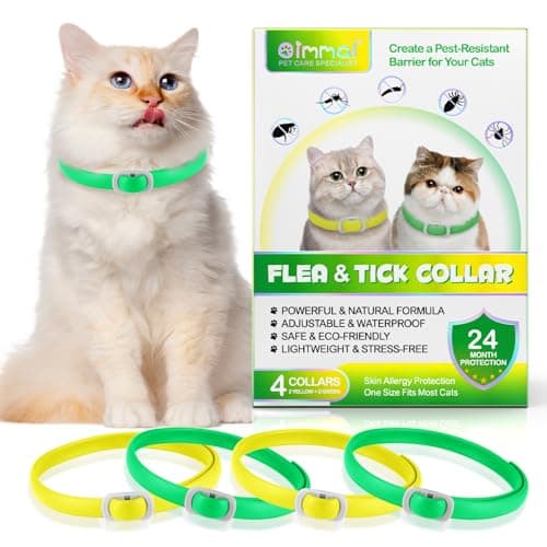 4 Pezzi Collare Antiparassitario Per Gatti, Collare Antipulci Gatto Sicuro ed Efficace Realizzato Con Oli Essenziali Naturali, Impermeabile Collare Antipulci e Zecche per Gatti, 24 Mesi (verde giallo)