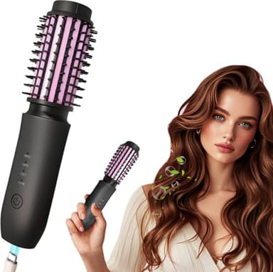 Thermal Brush Senza Fili, 3 in 1 Spazzola Rotante per Capelli Portatile con 4 Temperature, Spazzola Arricciacapelli Tecnologia Ioni, Arricciacapelli per Lisciare e Arricciare i Capelli