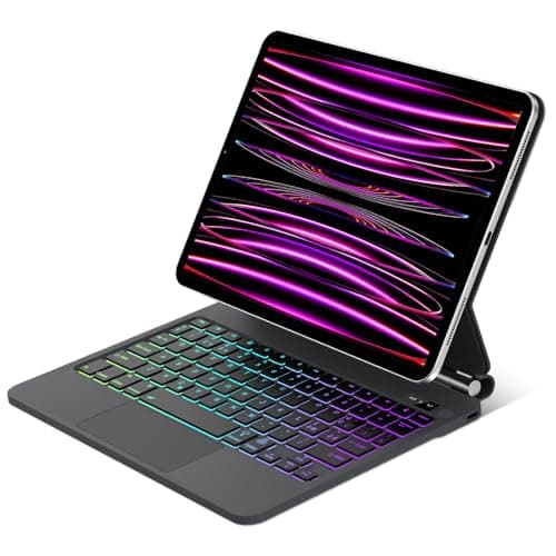 WAVATA Tastiera per iPad Air 13" (M3/M2) 2025/2024, Custodia Tastiera pour iPad Pro 12.9" 6/5/4/3 Gen 2018-2022, Design Magnetico Fluttuante, Retroilluminazione a 7 Colori, Magic Keyboard, Nero