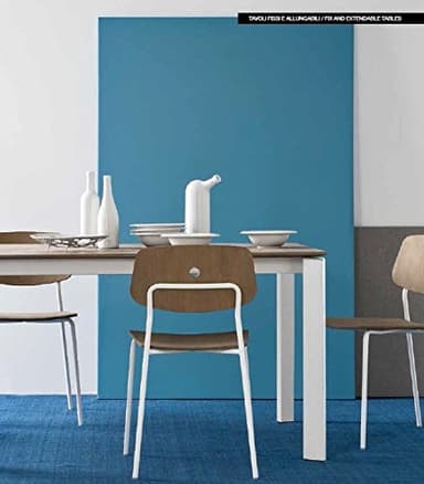 Calligaris Connubia by Tavolo Eminence M 130 A - Piano/Allunga: P94 lam. Bianco Ottico Opaco - Finitura: P95 mt. Acciaio Satinato