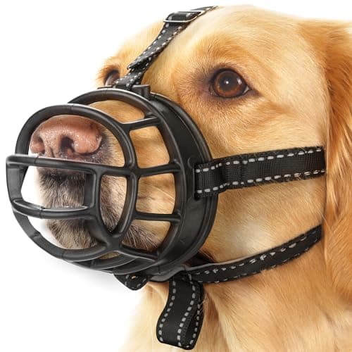 Museruola per cani Yes4Quality (grande, nera), comoda museruola a cestino con cinghie regolabili, copertura sicura per la bocca a gabbia per cani
