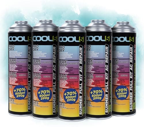 COOL5 5in1-5 x kit di riparazione A/C, AC, sostituzione refrigerante R134a, per ricarica aria condizionata per auto 1995-2016 - 5 BINS + APC 500ml