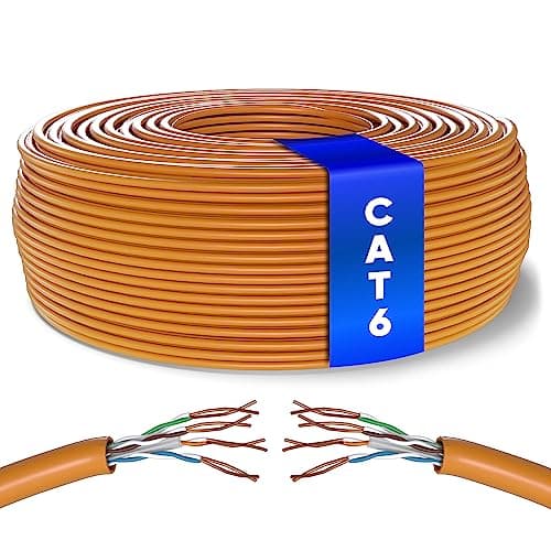 Mr. Tronic Cavo Ethernet Cat 6 da 50m Bulk Cabel, Cavo di Rete LAN Cat 6 ad Alta Velocità Per Connessione Internet Veloce 1 Gbps – 250 MHz AWG24 Sfuso | UTP CCA (50 Metri, Arancione)