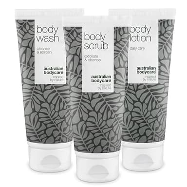 Australian Bodycare | Set di 3 prodotti corpo per brufoli e punti neri su schiena e glutei | Kit per l'acne al tea tree oil | Specifico per prevenire i problemi della pelle